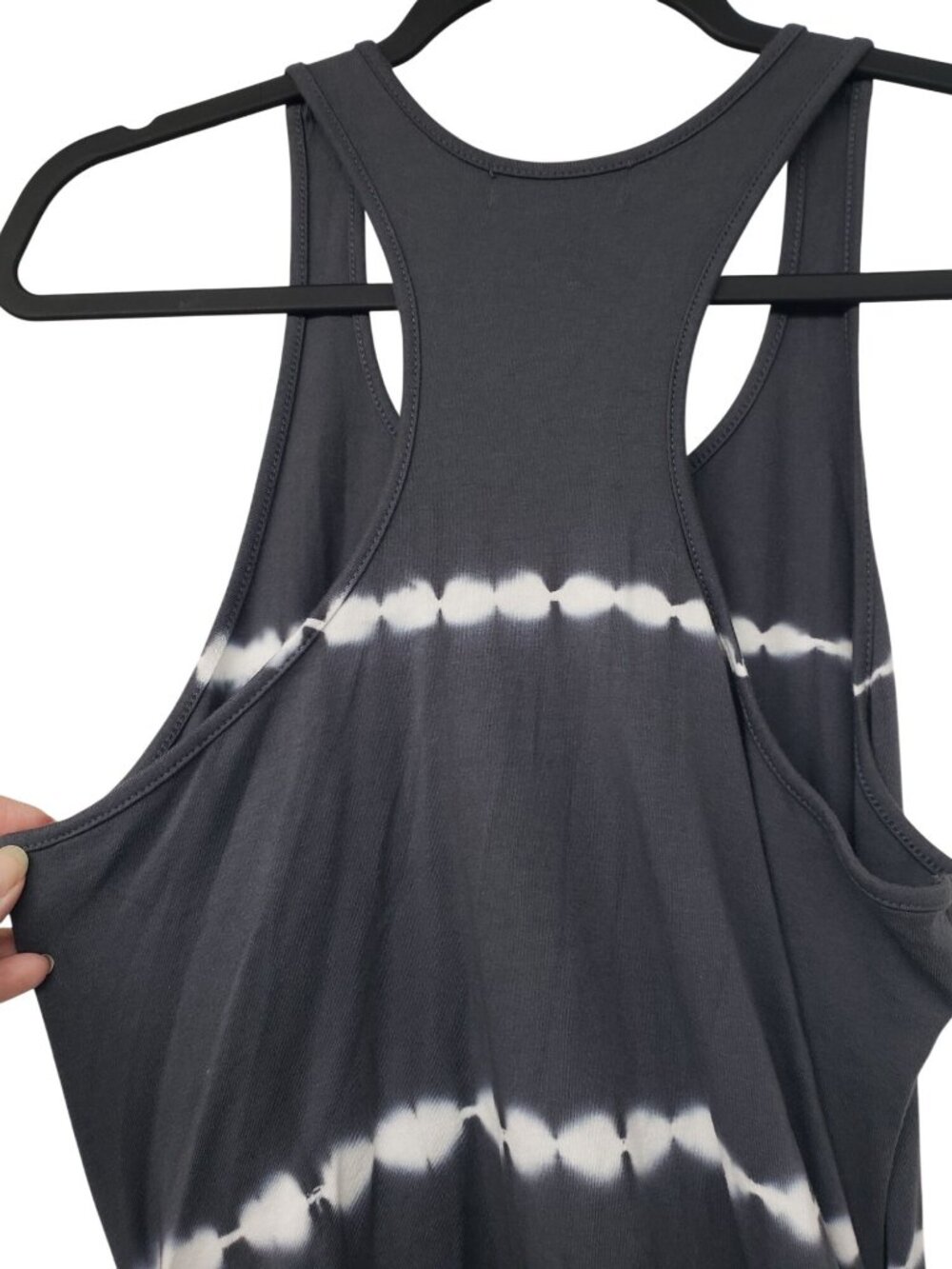 Michael Stars Gray White Tie Dye Scoop Neck Maxi Dress Beachy Resort Ruched - Picture 10 of 10